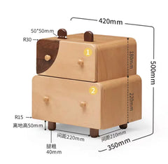E2022 Beech Wood 2 Drawer Cartoon Kid Bedstand Children Nightstand Boy Bedside Table Girl Night Tables