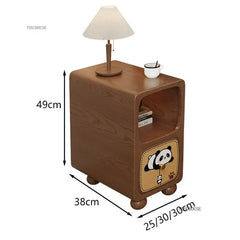 Cartoon Panda Solid Wood Children's Nightstands for Home Child's Bedside Tables Narrow Kid's Bedside Cabinets Children Furniture