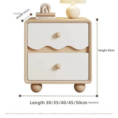 Cream Wood Children's Nightstands Cute Dormitory Storage Bedside Tables Home Children's Storage Cabinets for Bedroom Furniture