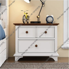 AZ Two-Drawer Nightstand Kids Night Stand End Side Table for Bedroom, Living Room, Kids' Room, White+Walnut