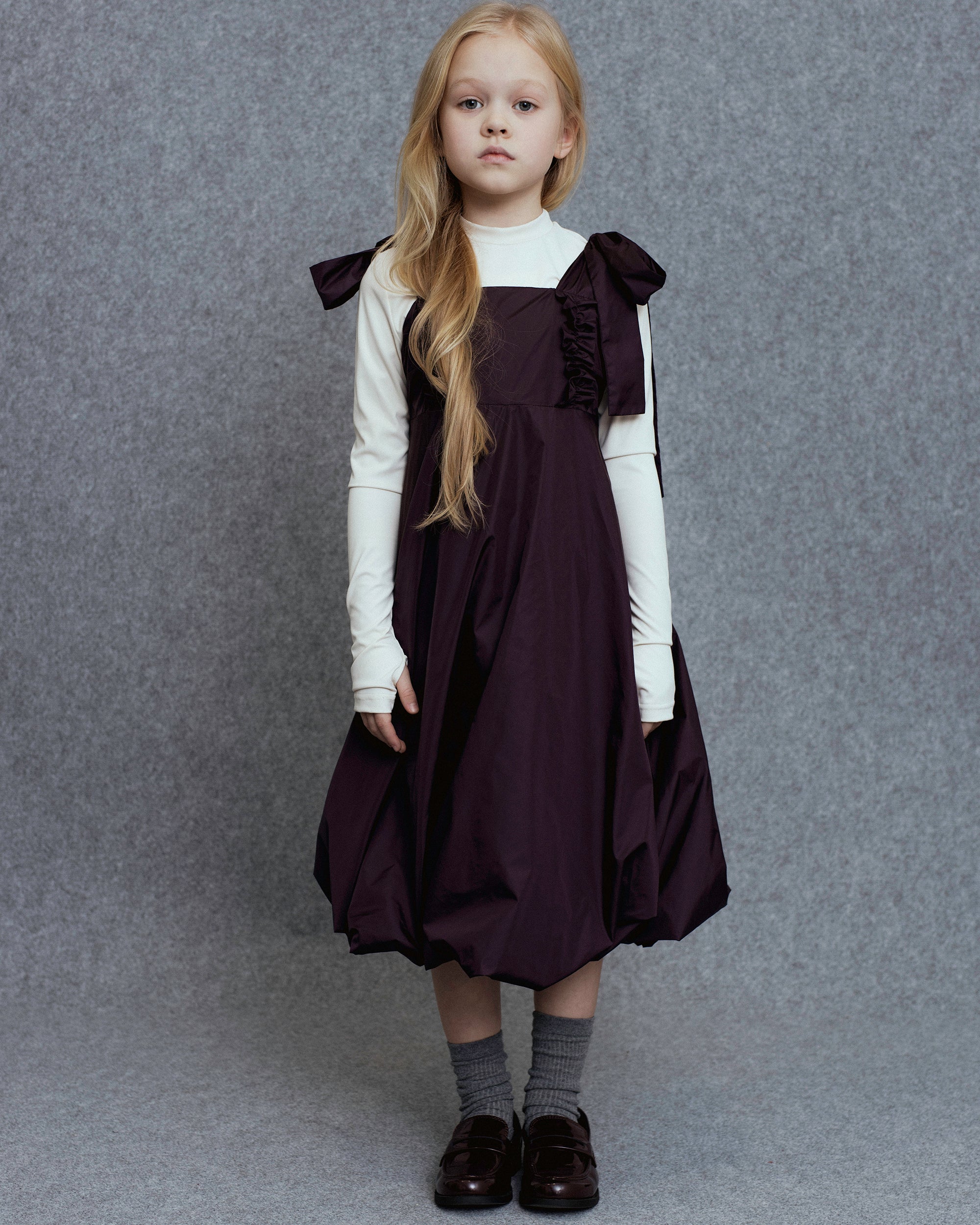 UNLABEL FW25 Iskar Pinafore Dress in Shiny Burgundy